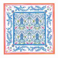 Tapis de jeu silencieux de luxe 33 pouces, style vintage preppy, motif Chinoiserie Pagode Pigeon et Mahjong, avec bordure de couleur superposée
