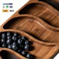 Nouvelles Assiettes de Service Compartimentées Classiques en Bois d'Acacia Non Toxique pour le Petit-Déjeuner, les Noix et les Fêtes – Vente en Gros Populaire