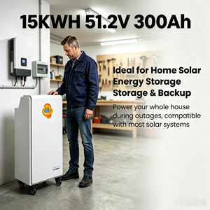 15KWh 51.2V 300Ah LiFePO4 <b>Battery</b> Built-in Smart BMS RS485 CAN Energy Storage <b>Battery</b> for Home Solar RV Off Grid Backup Power - Product Image 1