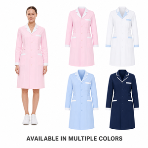 <span class=keywords><strong>Camice</strong></span> da Infermiera OEM per Donna, con Colletto a Risvolto e Bordi Bianchi, Uniforme Medica, <span class=keywords><strong>Camice</strong></span> Ospedaliero con Cintura Regolabile - Product Image 2