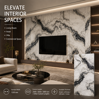 Panneau mural moderne en PVC imperméable à haute brillance MORLENX, motif marbré UV à rayures noires et ivoire, pour restaurant, salle de bain, salle d'exposition