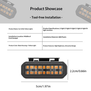 Nouvelle lumière de calandre de voiture transfrontalière la plus vendue, petite, jaune, 12V, 18 LED, universelle, pour modification de véhicule tout-terrain, stroboscopique - Product Image 5