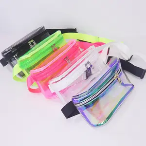 Custom Logo Shinny PVC Holographic Laser Belt Bag Waterproof Fanny Pack Waist Bag