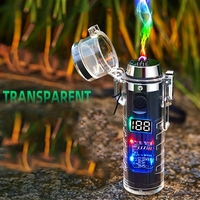 Nouveau briquet électronique rechargeable à double arc, étanche pour l'extérieur, multifonctionnel avec lampe torche et boussole, allume-cigare USB