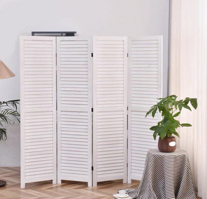 <span class=keywords><strong>Paravent</strong></span> en <span class=keywords><strong>bois</strong></span> opaque pliable à quatre panneaux, moderne et écologique, avec cadre en chêne massif <span class=keywords><strong>blanc</strong></span> pour la décoration murale du salon - Product Image 2