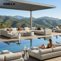 Ensemble de canapés modulaires d'extérieur modernes YORLLA Série Kaelo, tissu résistant aux intempéries, meubles de patio sectionnels pour complexe hôtelier de luxe
