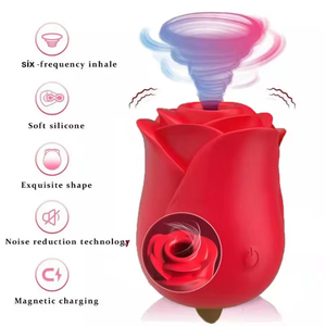 Jouet sexuel pour femmes Rose Puissant stimulateur clitoridien Rose noire vibrante Lèche-langue Double face Forme de rose Vibrateur pour couples - Product Image 2
