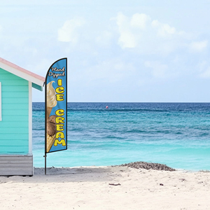 Banderas de Plumas Personalizadas de Alta Calidad de 2.5*11.5 PIES con Diseño de Helado, Bandera de Playa para Fiestas en la Playa y Promociones Publicitarias - Product Image 4