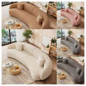 नए डिजाइन होम फर्नीचर सस्ती कीमत बड़ी आरामदायक अपघर्षक कपड़े के कपड़े मलाईदार सफेद आधुनिक लिविंग रूम सोफा बिक्री के लिए - Product Image 5