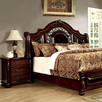 Meubles de chambre à coucher américains en bois sculpté, lit décoratif antique, lit king-size, meubles de chambre à coucher marron
