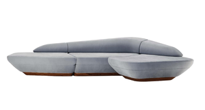 Canapé convertible moderne de haute qualité, style crème, à dossier bas, avec structure en bois massif incurvée irrégulièrement, idéal pour villa, appartement ou salon. - Product Image 3