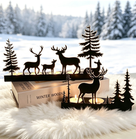 Porte-bougie en métal fait main, imprimé sérigraphié, motif cerf de la forêt, élégant et créatif, idéal pour les réunions de famille de Noël