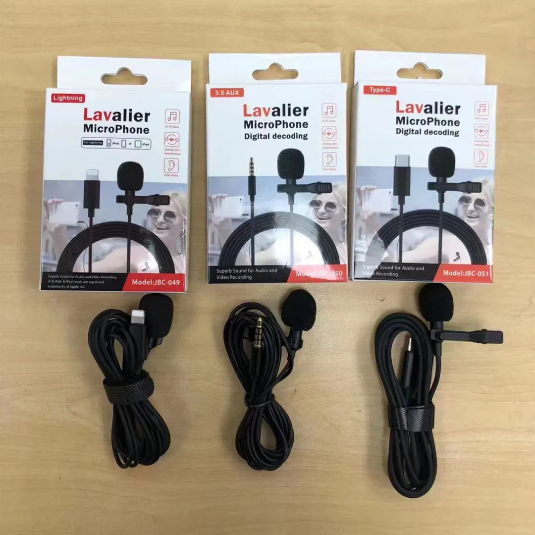 For iPhone/Type C/3.5mm Wired Lavalier Microphone epro Audio Mic for iOS Android Mobile Phone Speaker microphone