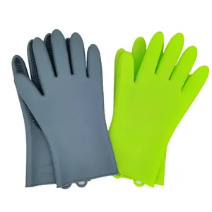 Hete Verkoop Siliconen Schoonmaak Spons Handschoenen Afwassen Schrobber Handschoen Voor Huishoudelijk Werk, Keuken, Badkamer