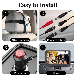 Caméra double AHD vision nocturne 7 pouces pour voiture, moniteur bébé, caméra de voiture pour siège arrière avec dessin animé - Product Image 5