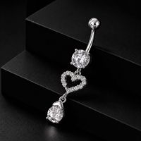 Piercing de nombril multicouche tendance en forme de cœur, design goutte d'eau, zircon, bijoux de corps style danse du ventre