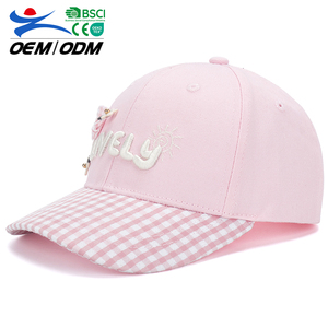 Gorra de Béisbol Infantil de Algodón con Lazo de Cuadros, Ajustable, para Niñas, Protección Solar, Deportiva, Venta al Por Mayor - Product Image 1