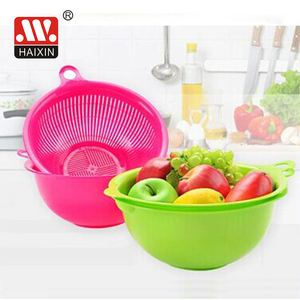 Cesta coladora de plástico PP de grado alimenticio Haixing para verduras, frutas y ensaladas con contenedor - Product Image 2