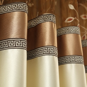 Nouveaux rideaux de luxe prêts à poser en satin froissé de style européen, broderie transparente, pour salon et chambre à coucher - Product Image 2