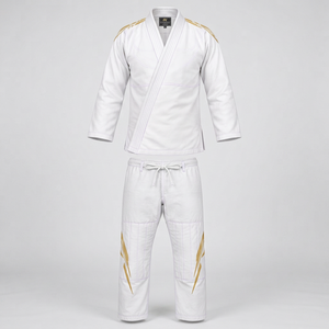 ชุดคิโมโน BJJ คุณภาพดีที่สุด สีขาว ผ้าฝ้าย 100% สำหรับผู้ใหญ่ ทรงหลวม น้ำหนัก 460 กรัม พิมพ์ลายด้วยความร้อน โลโก้สั่งทำได้ ป้องกันการหดตัว - Product Image 1