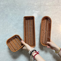 Panier à couverts en rotin PP de qualité alimentaire, tressé à la main, écologique, peu encombrant, résistant à la moisissure, pour couteaux, fourchettes et baguettes, facile à nettoyer