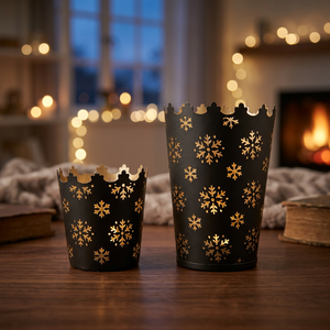 Support de bougie cylindrique en fer doré Sonnet Decor, fait main, écologique, imperméable, sans plomb, impression numérique, décoration intérieure - Product Image 1