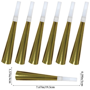 Cornets <span class=keywords><strong>de</strong></span> fête en papier métallisé or, noir et argent, pour le réveillon du Nouvel <span class=keywords><strong>An</strong></span> et les fêtes d'anniversaire - Product Image 2
