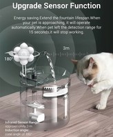 Fontaine à eau intelligente pour animaux de compagnie 2,2 L, entièrement transparente en PC, double sortie d'eau, 120 ml de réservoir de secours, distributeur d'eau pour chats et animaux de compagnie