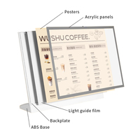 A3 Support de Table Menu Led Éclairé Commande Alimentaire Rechargeable Comptoir Publicité Boîte à Lumière Led Complète Boîte à Lumière