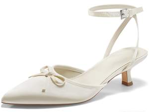 Dames Marineblauwe Puntige Neus Slingback Kitten Hakken Strik Enkelband Jurk Schoenen Voor Kantoor, Bruiloft En Feest - Product Image 5