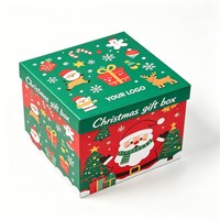 Boîte cadeau de Noël personnalisée avec couvercle et base, avec votre logo de marque, boîte en papier avec laminage mat pour l'emballage de cadeaux