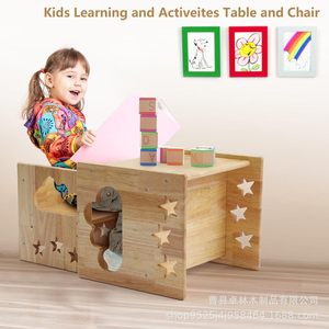 Cross-border Montessori weaning table and <b>chair</b> set, children's <b>reading</b> and play table and <b>chair</b> set, kindergarten early - Product Image 4
