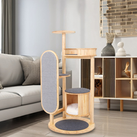 Arbre à chat moderne en bois avec maisonnette, grande planche à gratter en sisal, perchoir en fourrure, mobilier d'intérieur pour chatons