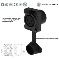 Connecteur audio Mini XLR en forme de type D Prise mâle à 3 broches en alliage de zinc pour une utilisation en intérieur Microphone sur châssis à montage sur panneau