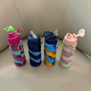 Gobelet d'eau pliable de 500 ml en silicone à motif dégradé, sans BPA, anti-fuite, portable, télescopique, pour le sport et les voyages, directement de l'usine - Product Image 3