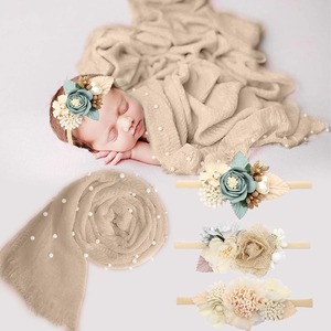 <span class=keywords><strong>Nouveau</strong></span>-<span class=keywords><strong>né</strong></span> photographie accessoires infantile Wrap écharpe bébé Photo couverture posant Swaddle avec perle pour literie et pose - Product Image 3