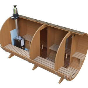 เตาเผาไม้กลางแจ้ง6คนเฮมล็อค/ซีดาร์พาโนรามาบาร์เรลอบไอน้ำซาวน่า - Product Image 3
