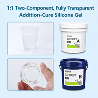 Compuesto de encapsulado electrónico, gel dieléctrico de silicona transparente, ultra suave, Shore O -50~200 ° C CC1002T