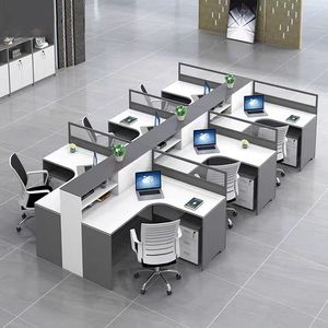 Modern Multi-person <b>Office</b> Workstations, Customizable Commercial <b>Desks</b> with <b>Wooden</b> Panel Design for <b>Offices</b> and Schools - Product Image 2