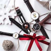 Ensemble de montres à quartz de luxe pour couple, 2 pièces, montres-bracelets en cuir pour homme et femme, coffret cadeau, cadeau de Noël
