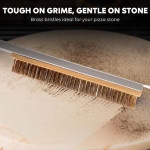 Brosse et raclette professionnelles en acier inoxydable pour four à pizza, 26 pouces, antidérapantes, durables, pour le nettoyage de la pierre à pizza - Product Image 3