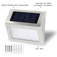Wason a amélioré 4 * LED blanc froid/chaud en acier inoxydable à énergie solaire applique murale extérieure jardin patio clôture solaire éclairage d'escalier