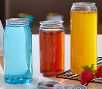 Bouteilles de boissons scellées anti-fuite, contenants d'emballage pour desserts froids commerciaux, pots en plastique PET transparent jetables en gros