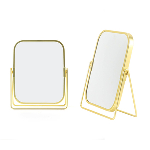 Bán buôn biểu tượng tùy chỉnh hai mặt Máy tính để bàn trang điểm gương phong cách màu đen kim loại có thể gập lại gương 1X 2X Độ phóng đại Đóng gói hộp - Product Image 1