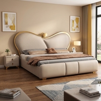 Lit Double Luxueux et Créatif, Moderne et Simple, Cadre de Lit en Bois Massif, Lit King Size, Lit Queen Haut de Gamme, Ensemble de Meubles de Chambre à Coucher