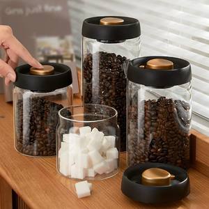 Contenitore per caffè in <span class=keywords><strong>vetro</strong></span> moderno Design elegante con coperchio <span class=keywords><strong>sottovuoto</strong></span> barattolo di conservazione da cucina per cereali e bevande - Product Image 3