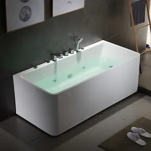 Venta al por mayor de bañera de masaje con luz de cascada inteligente SPA para familias bañera portátil calentada para adultos