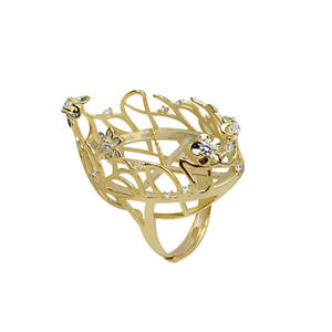 แหวนเงินแท้ S925 งานแฮนด์เมด Wenchi ลายดอกไม้ใบไม้ฉลุประดับมุกบาโรกแบบกลวง ชุบทอง 14K อุปกรณ์ DIY จากจีน - Product Image 5