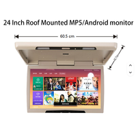 Moniteur de toit de voiture rabattable de 24 pouces, IPS, télécommande, résolution 1920x1080, Android 12, 2+32G, 12V, WiFi, USB, grand écran