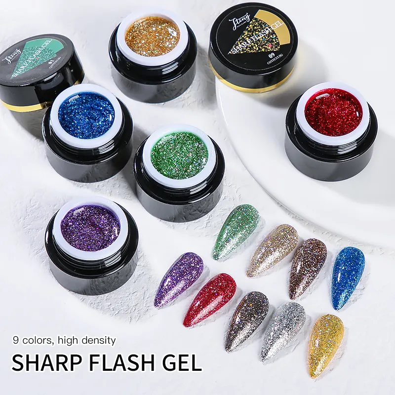 2021 Hot Populaire Stijl 9 Kleuren Highdensity Diamant Flash Gel Nagellak Professionele Nail Salon Uv Glitter Gel Polish